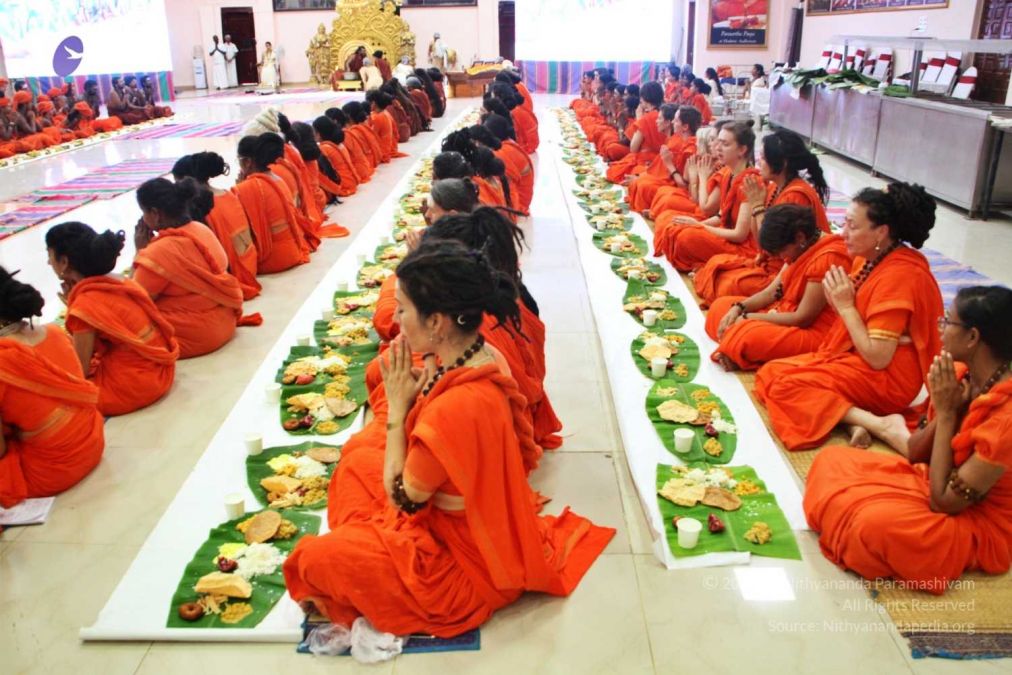 The Gurukul kitchen preparing sāttvic food